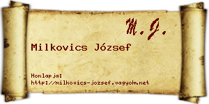 Milkovics József névjegykártya