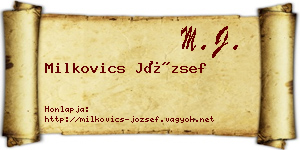 Milkovics József névjegykártya